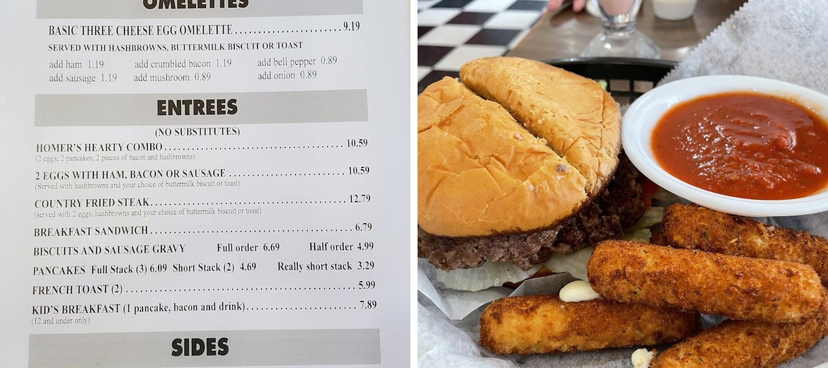 Homer's Drive In Menu