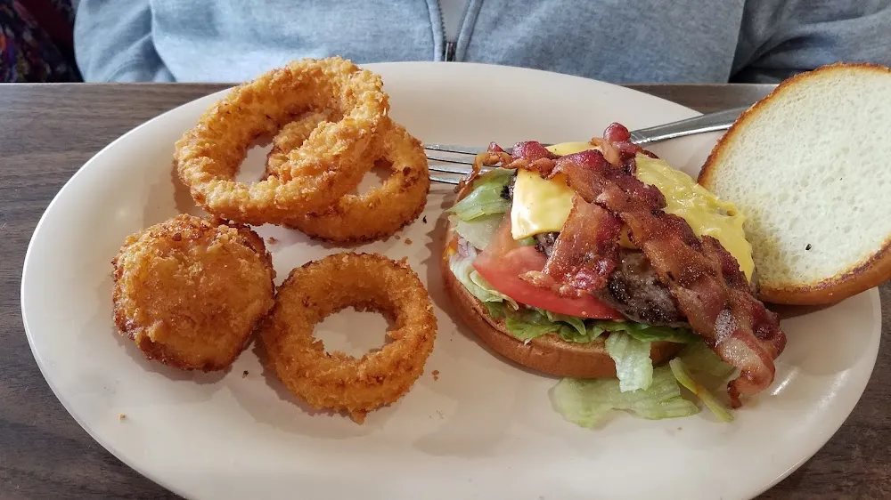 Bacon Cheese Burger with Onion Rings