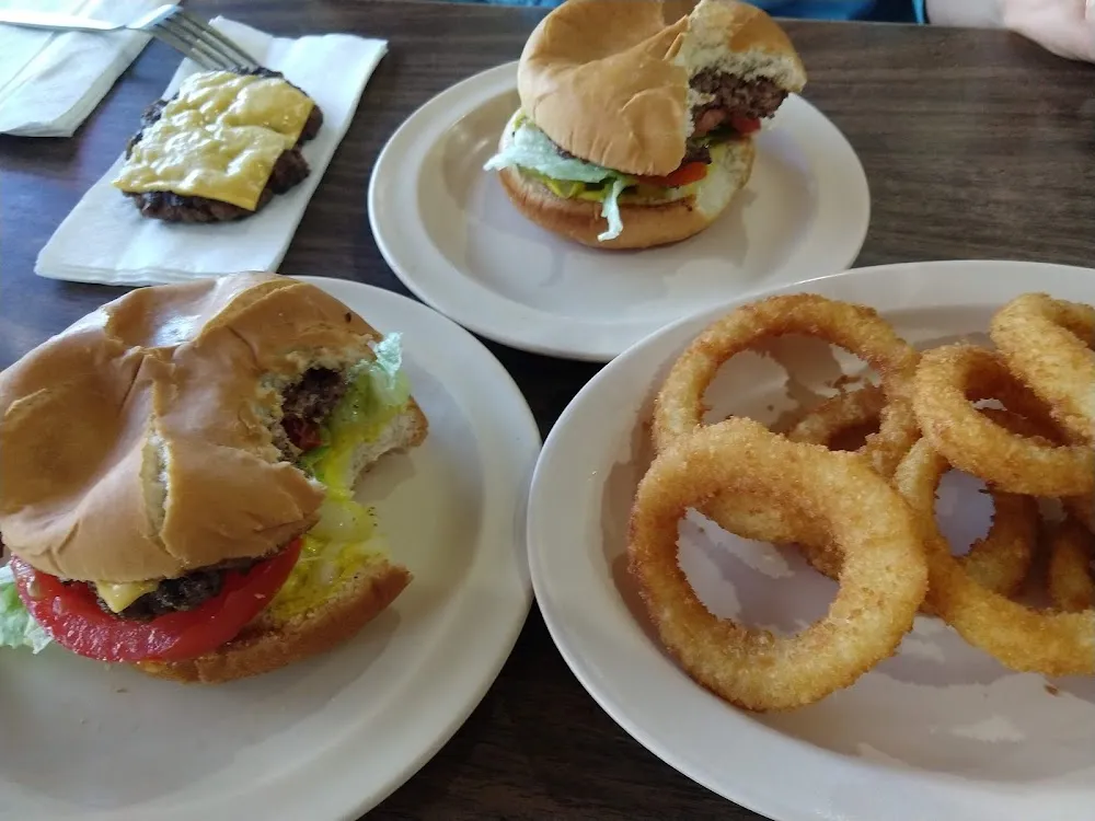 Hamburger and Onion Rings