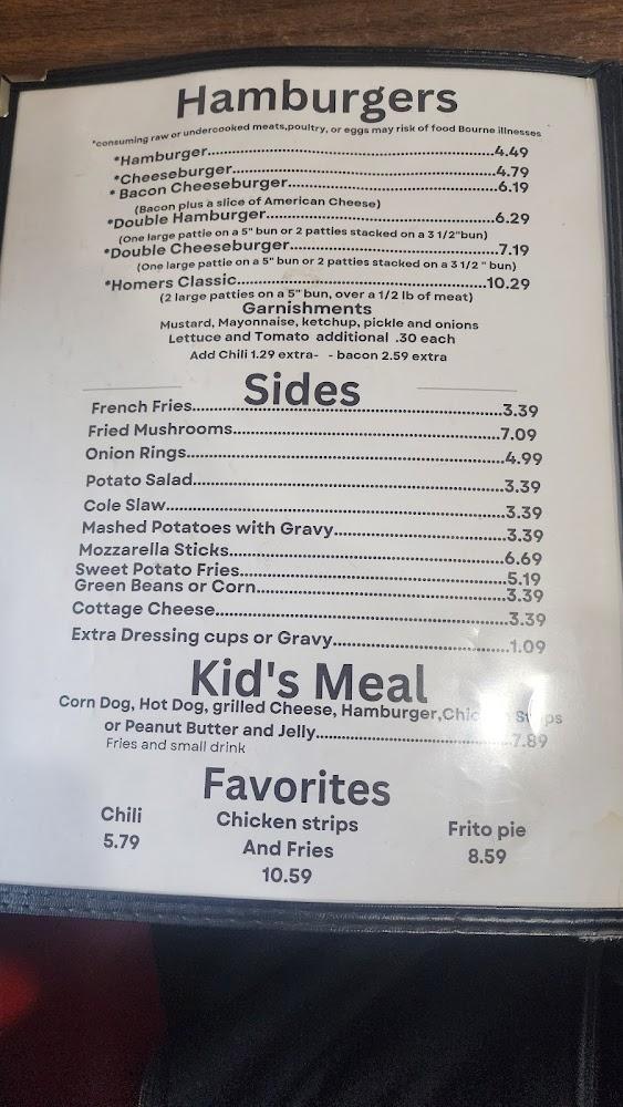 Homer's Drive In Menu image 2